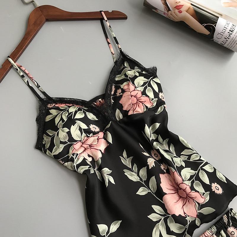 Satin Sleepwear Flower Pajama - Easy Pickins Store
