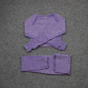 Seamless Yoga Sets Workout Sportswear Gym Clothing Fitness Leggings Sports Clothes High Waist Pants - Easy Pickins Store