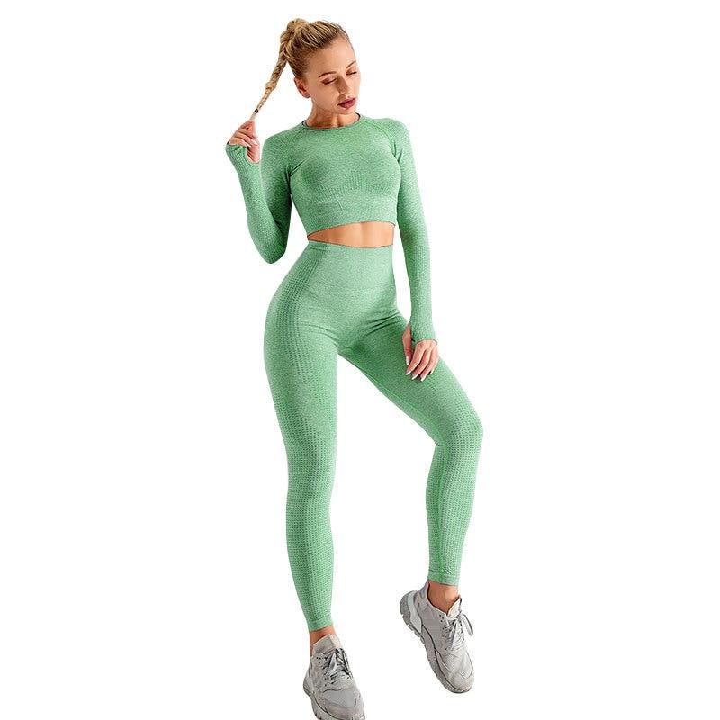 Seamless Yoga Sets Workout Sportswear Gym Clothing Fitness Leggings Sports Clothes High Waist Pants - Easy Pickins Store
