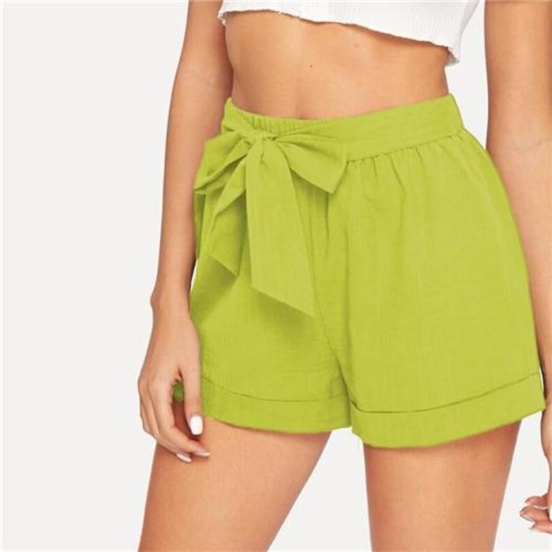 Self Belted Elastic Mid Waist Shorts - Easy Pickins Store
