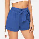 Self Belted Elastic Mid Waist Shorts - Easy Pickins Store