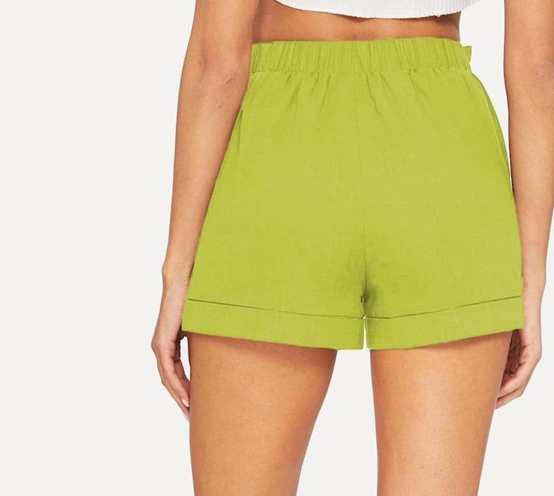 Self Belted Elastic Mid Waist Shorts - Easy Pickins Store