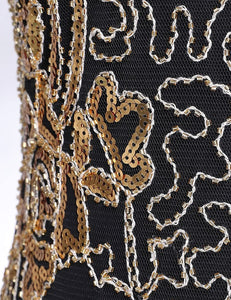 Sequin Beaded V Neck Tassels Hem Great Gatsby Cocktail Dress - Easy Pickins Store