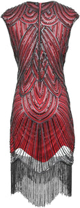 Sequin Beaded V Neck Tassels Hem Great Gatsby Cocktail Dress - Easy Pickins Store