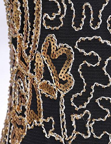 Sequin Beaded V Neck Tassels Hem Great Gatsby Cocktail Dress - Easy Pickins Store