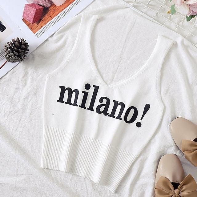 Sexy Crop Top Lettering Milano - Easy Pickins Store
