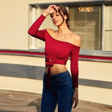 Sexy Crop Top Pullover Off Shoulder Tie Open Back - Easy Pickins Store