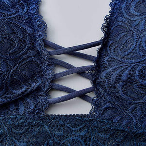 Sexy Lace Bralette Camisoles Tank Top Women Deep V Back Cross Wirefree Underwear Lingerie Brassiere - Easy Pickins Store