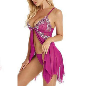 Sexy Lingerie Mesh Floral Nightdress - Easy Pickins Store