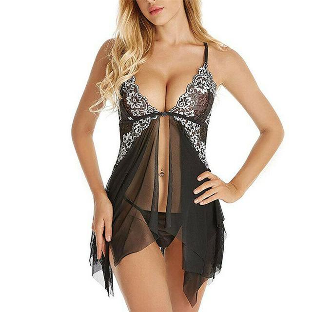 Sexy Lingerie Mesh Floral Nightdress - Easy Pickins Store