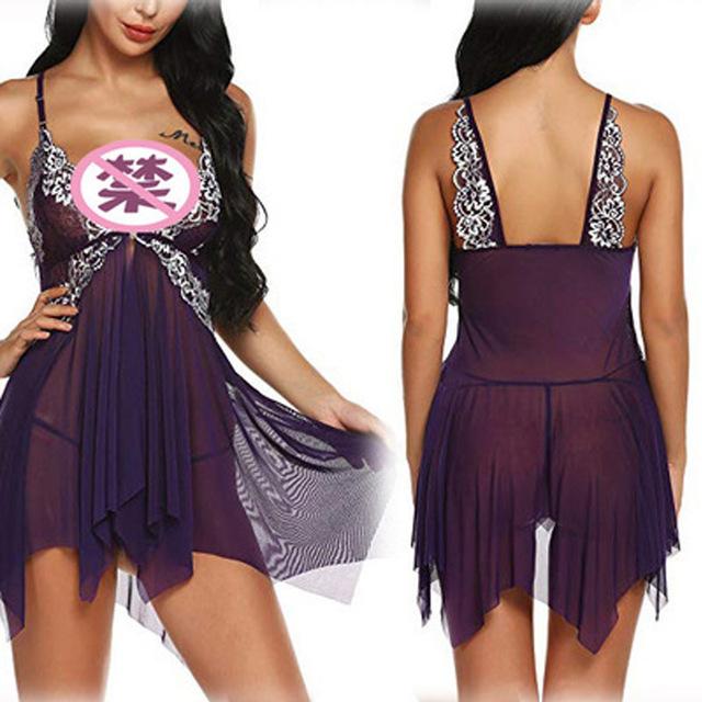 Sexy Lingerie Mesh Floral Nightdress - Easy Pickins Store