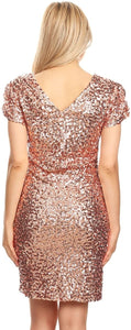 Sexy Short Sleeve Sequin Body-con Mini Cocktail Party Club Dress - Easy Pickins Store