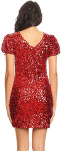 Sexy Short Sleeve Sequin Body-con Mini Cocktail Party Club Dress - Easy Pickins Store