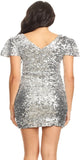 Sexy Short Sleeve Sequin Body-con Mini Cocktail Party Club Dress - Easy Pickins Store