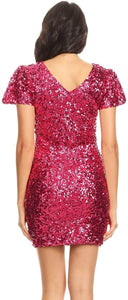 Sexy Short Sleeve Sequin Body-con Mini Cocktail Party Club Dress - Easy Pickins Store
