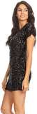 Sexy Short Sleeve Sequin Body-con Mini Cocktail Party Club Dress - Easy Pickins Store