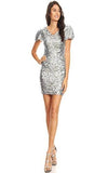 Sexy Short Sleeve Sequin Body-con Mini Cocktail Party Club Dress - Easy Pickins Store