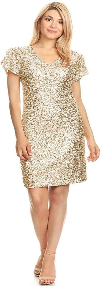Sexy Short Sleeve Sequin Body-con Mini Cocktail Party Club Dress - Easy Pickins Store