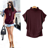 Short Batwing Sleeve Loose Turtleneck T-Shirt - Easy Pickins Store