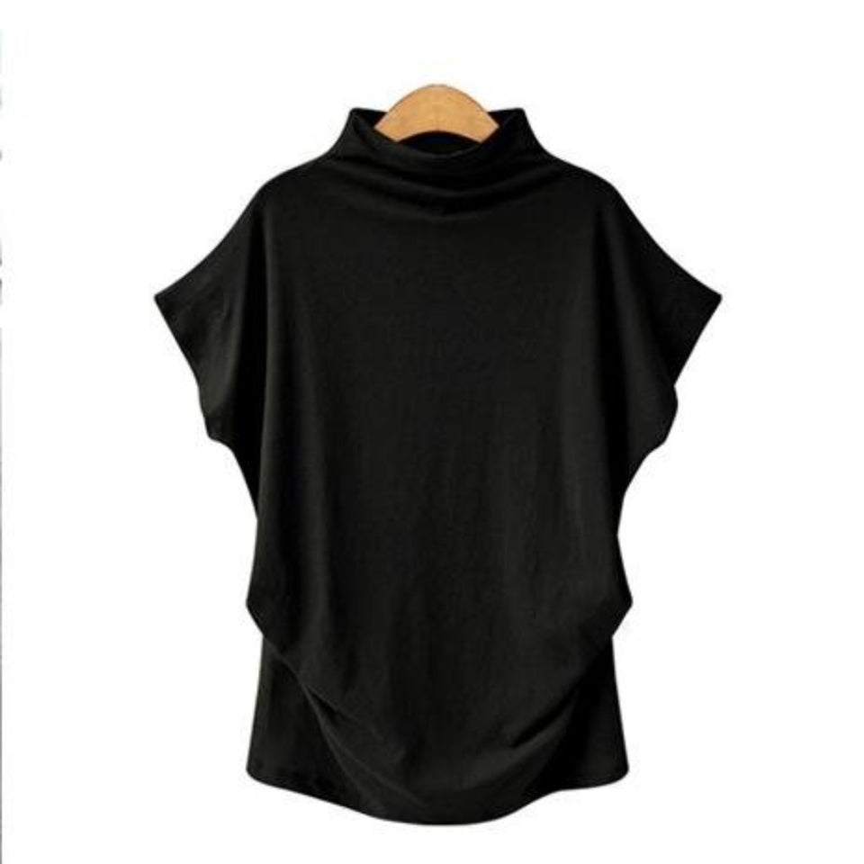 Short Batwing Sleeve Loose Turtleneck T-Shirt - Easy Pickins Store