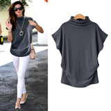 Short Batwing Sleeve Loose Turtleneck T-Shirt - Easy Pickins Store