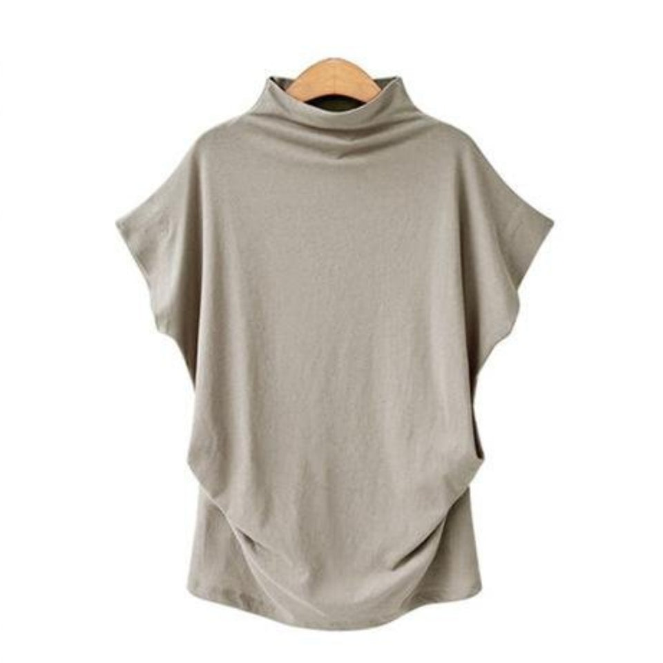 Short Batwing Sleeve Loose Turtleneck T-Shirt - Easy Pickins Store