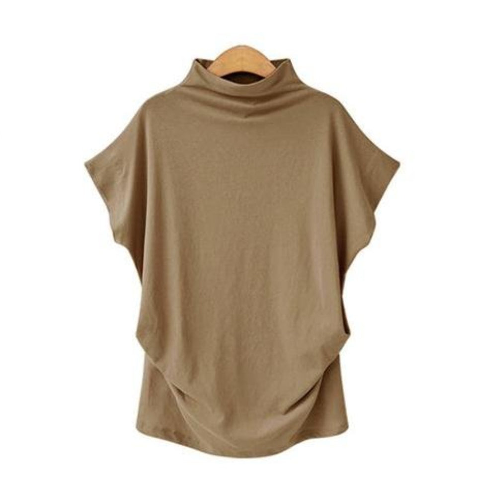 Short Batwing Sleeve Loose Turtleneck T-Shirt - Easy Pickins Store