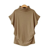 Short Batwing Sleeve Loose Turtleneck T-Shirt - Easy Pickins Store