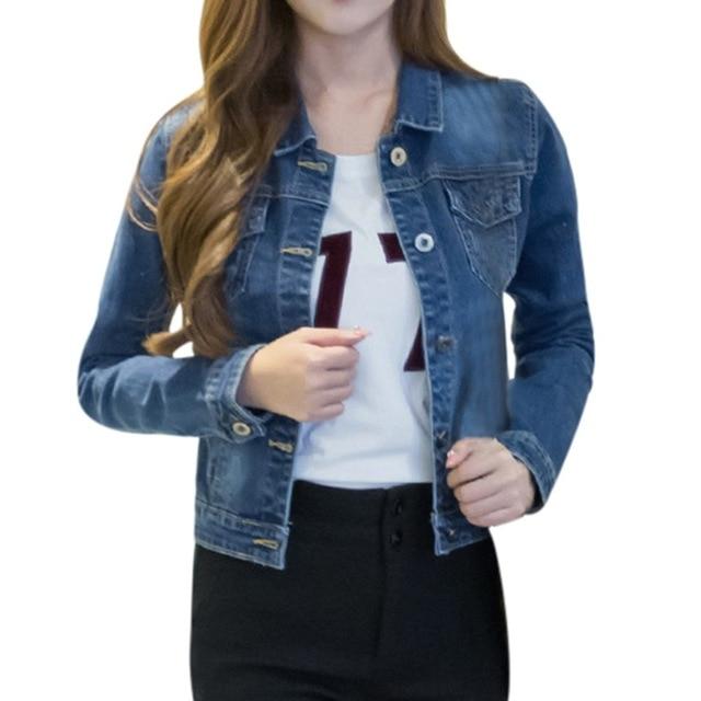 Short Denim Jacket Long Sleeve Jeans Bomber Tattered - Easy Pickins Store