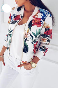 Short Retro Floral Printed Long Sleeve Zipper - Easy Pickins Store