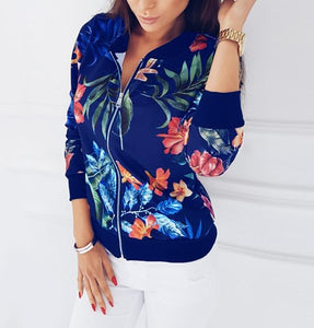 Short Retro Floral Printed Long Sleeve Zipper - Easy Pickins Store
