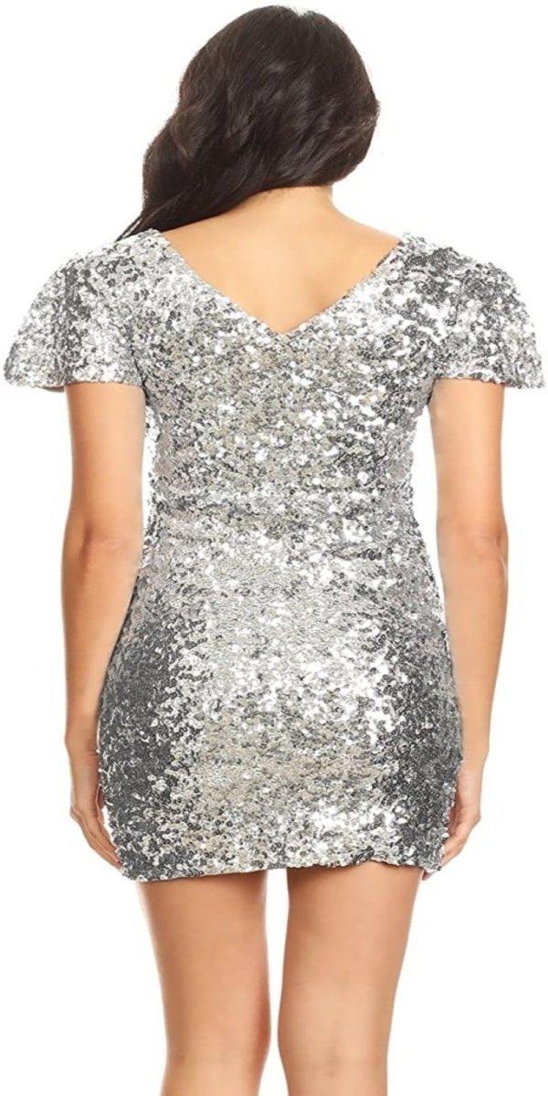 Short Sleeve Sequin Body - con Mini Cocktail Party Club Dress - Easy Pickins Store
