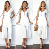 Short Sleeve V neck High Waist Loose Jumpsuit - Easy Pickins Store