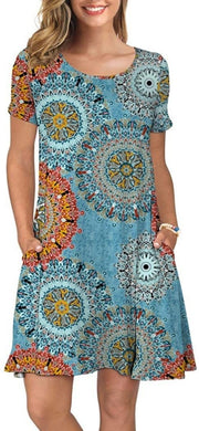 Short T Shirt Dress with Pockets Sleeve Swing - Easy Pickins Store