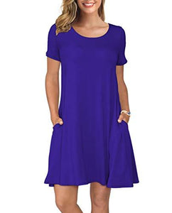 Short T Shirt Dress with Pockets Sleeve Swing - Easy Pickins Store