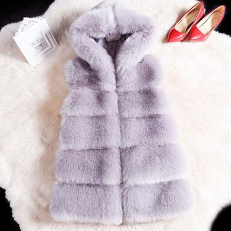 Sleeveless Faux Fur Vest Hooded - Easy Pickins Store