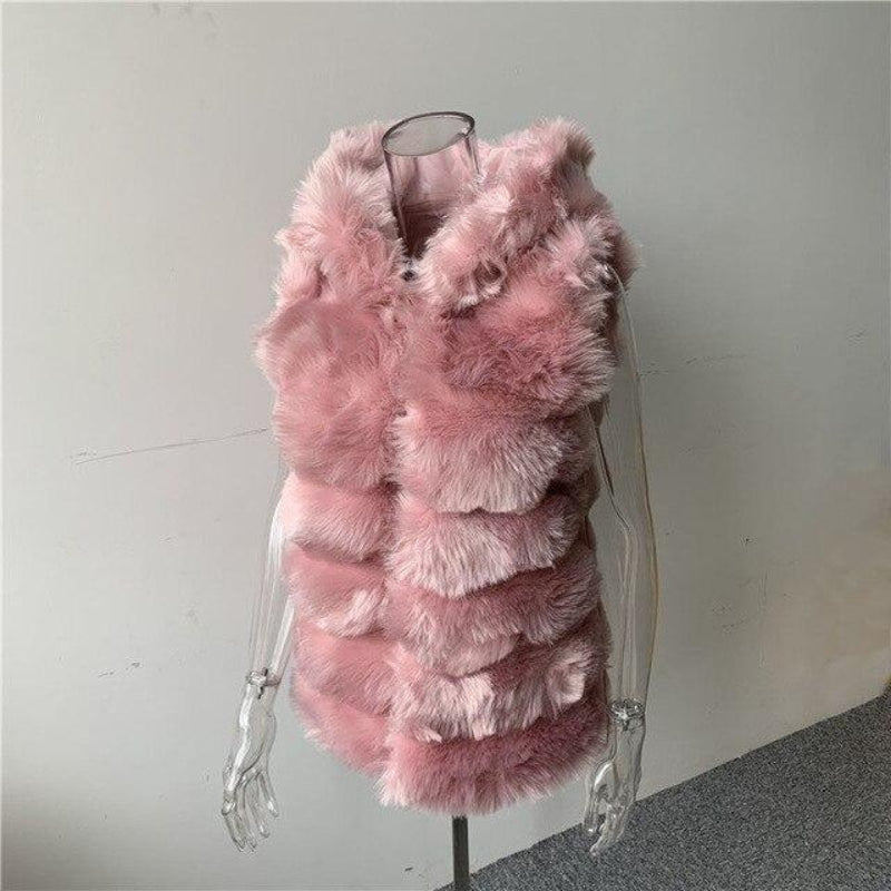 Sleeveless Faux Fur Vest Hooded - Easy Pickins Store