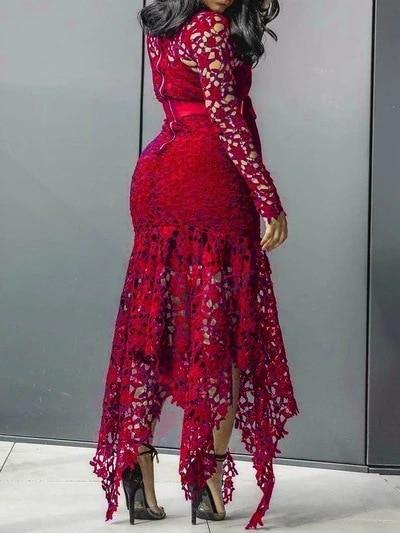 Slim Dress Spaghetti Straps Lace Mesh Fishtail Patchwork - Easy Pickins Store