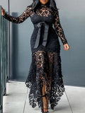 Slim Dress Spaghetti Straps Lace Mesh Fishtail Patchwork - Easy Pickins Store