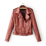 Slim Short Leather Jacket Zipper Faux Outwear - Easy Pickins Store