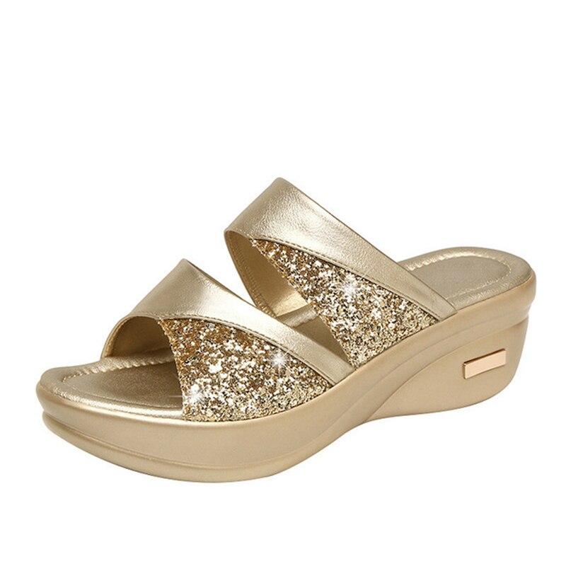 Slippers Glitter PU Wedges Sandals Comfortable - Easy Pickins Store