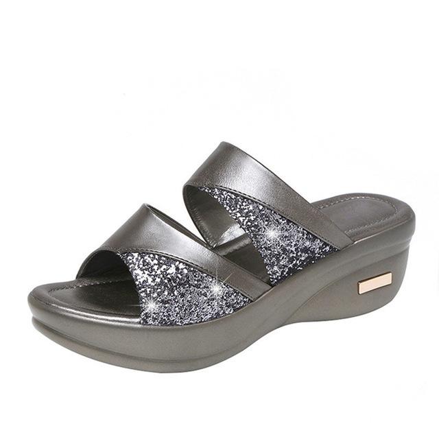 Slippers Glitter PU Wedges Sandals Comfortable - Easy Pickins Store