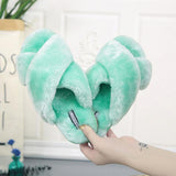 Slippers Warm Faux Fur Cross Soft Plush Furry - Easy Pickins Store