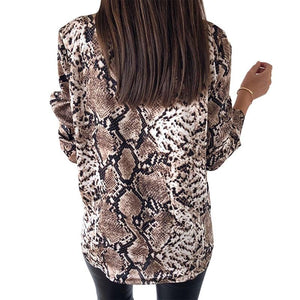 Snake Skin Silk Long Sleeve Blouse - Easy Pickins Store