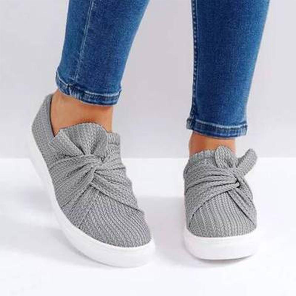 Sneakers Bow Breathable Flats Slip On Canvas Loafers - Easy Pickins Store