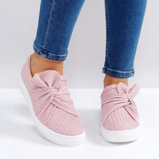 Sneakers Bow Breathable Flats Slip On Canvas Loafers - Easy Pickins Store