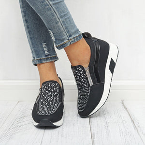 Sneakers High Black White Pink Rhinestone - Easy Pickins Store