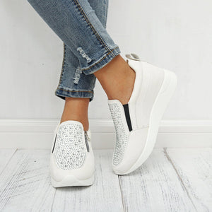 Sneakers High Black White Pink Rhinestone - Easy Pickins Store