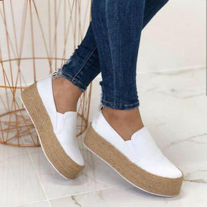 Sneakers Leather Thick Bottom Lace Up Round Toe Shallow Platform - Easy Pickins Store