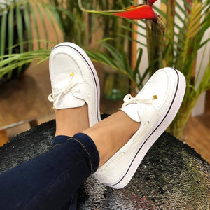 Sneakers Suede Bow Tie Slip On Shallow Comfort Vulcanized - Easy Pickins Store